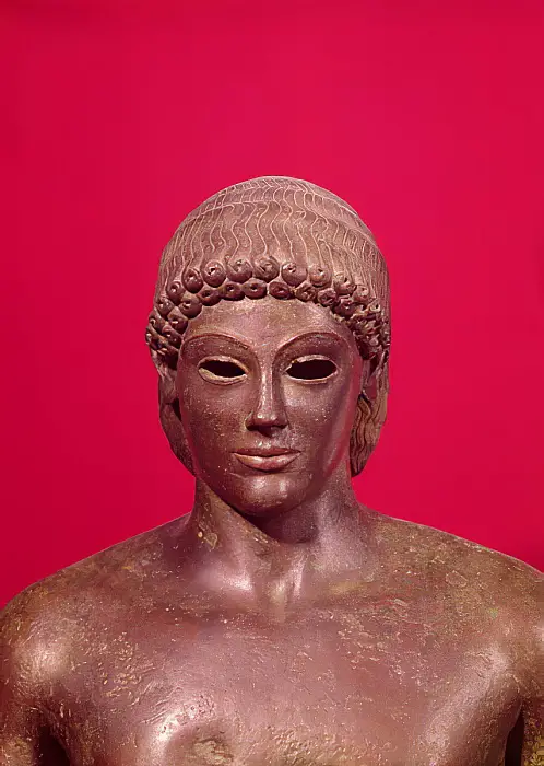 Greek - The Apollo of Piombino detail of the head of the statue foun - (MeisterDrucke-355998)